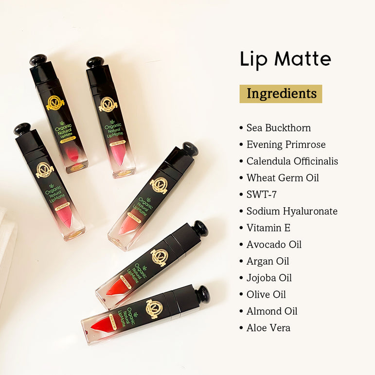 Organic Natural Lip Matte (12 Shades) (3-in-1 Eyeshadow, Blush On, Lip Matte)